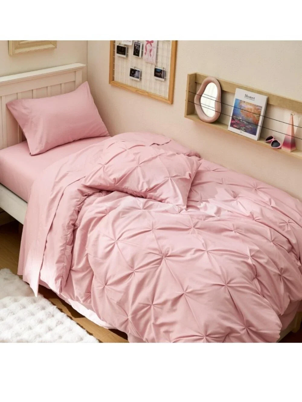 Bedsure Twin XL Comforter Set & Sheet Set for Girls, 5-Piece Pink Bedding- New